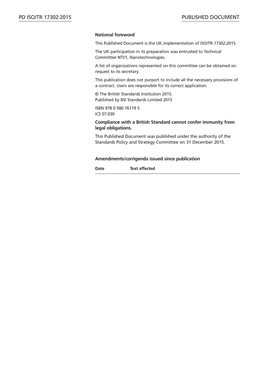 BS PD ISO/TR 17302:2015 BS PD ISO/TR 17302:2015