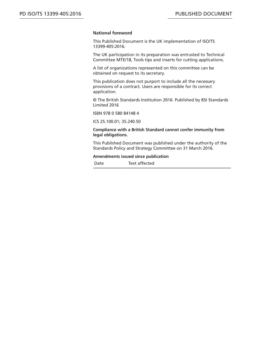BS PD ISO/TS 13399-405:2016 BS PD ISO/TS 13399-405:2016