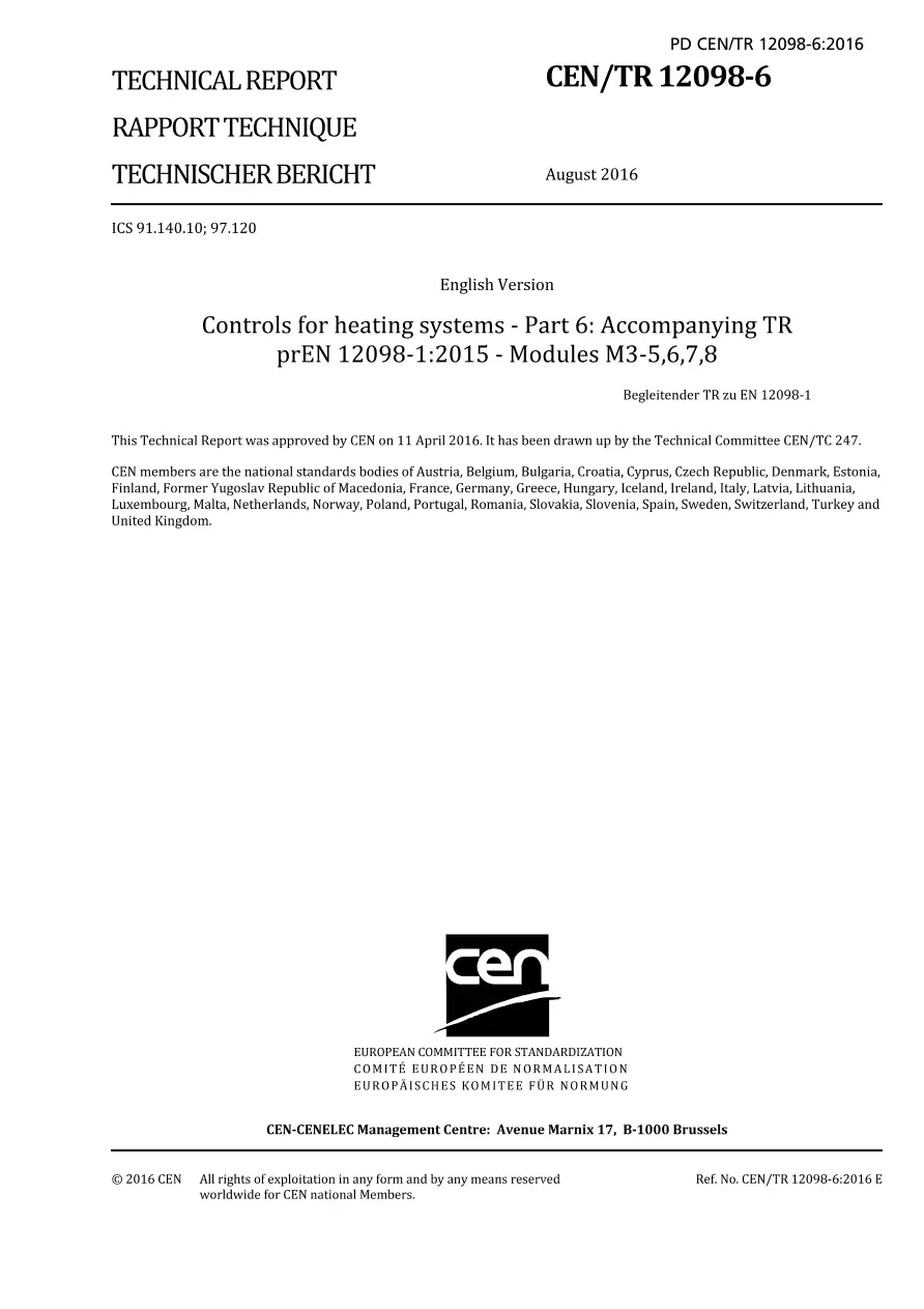 BS PD CEN/TR 12098-6:2016 BS PD CEN/TR 12098-6:2016