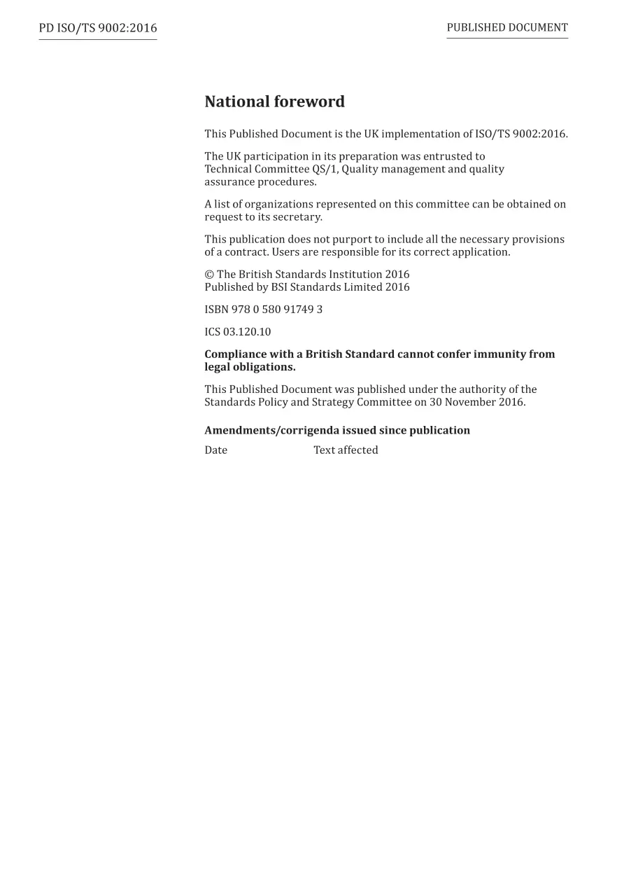 BS PD ISO/TS 9002:2016 BS PD ISO/TS 9002:2016