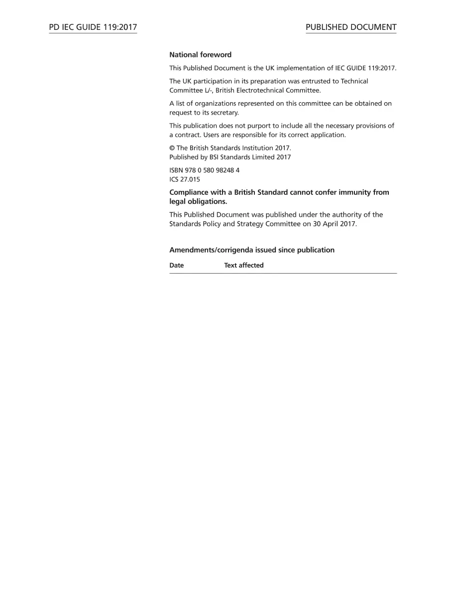 BS PD IEC GUIDE 119:2017 BS PD IEC GUIDE 119:2017