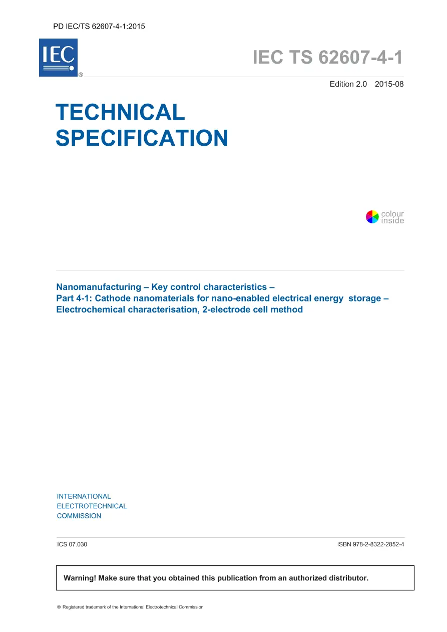 BS PD IEC/TS 62607-4-1:2015 BS PD IEC/TS 62607-4-1:2015