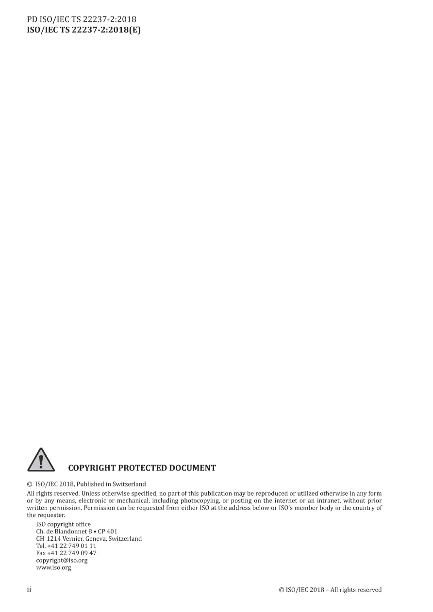 BS PD ISO/IEC TS 22237-2:2018 BS PD ISO/IEC TS 22237-2:2018