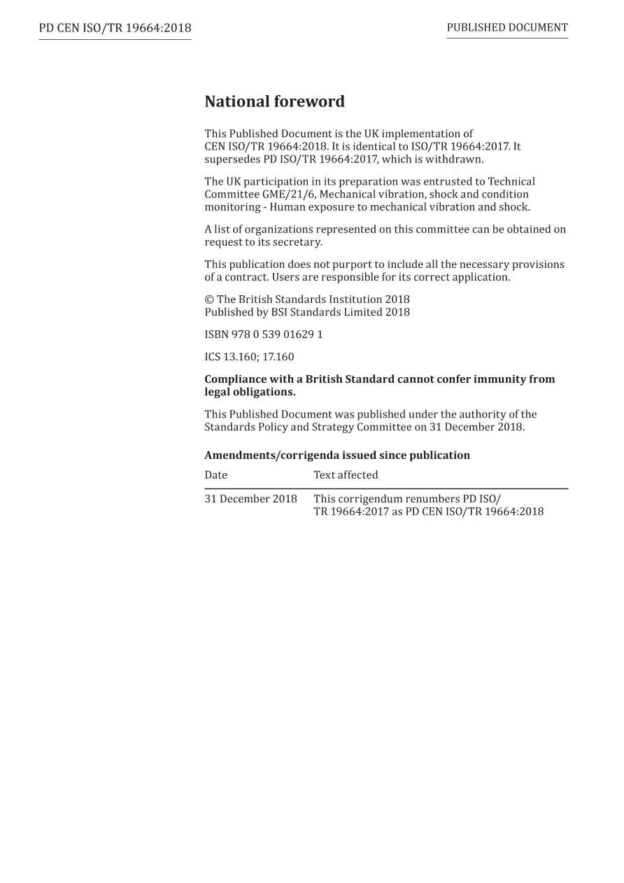 BS PD CEN ISO/TR 19664:2018 BS PD CEN ISO/TR 19664:2018