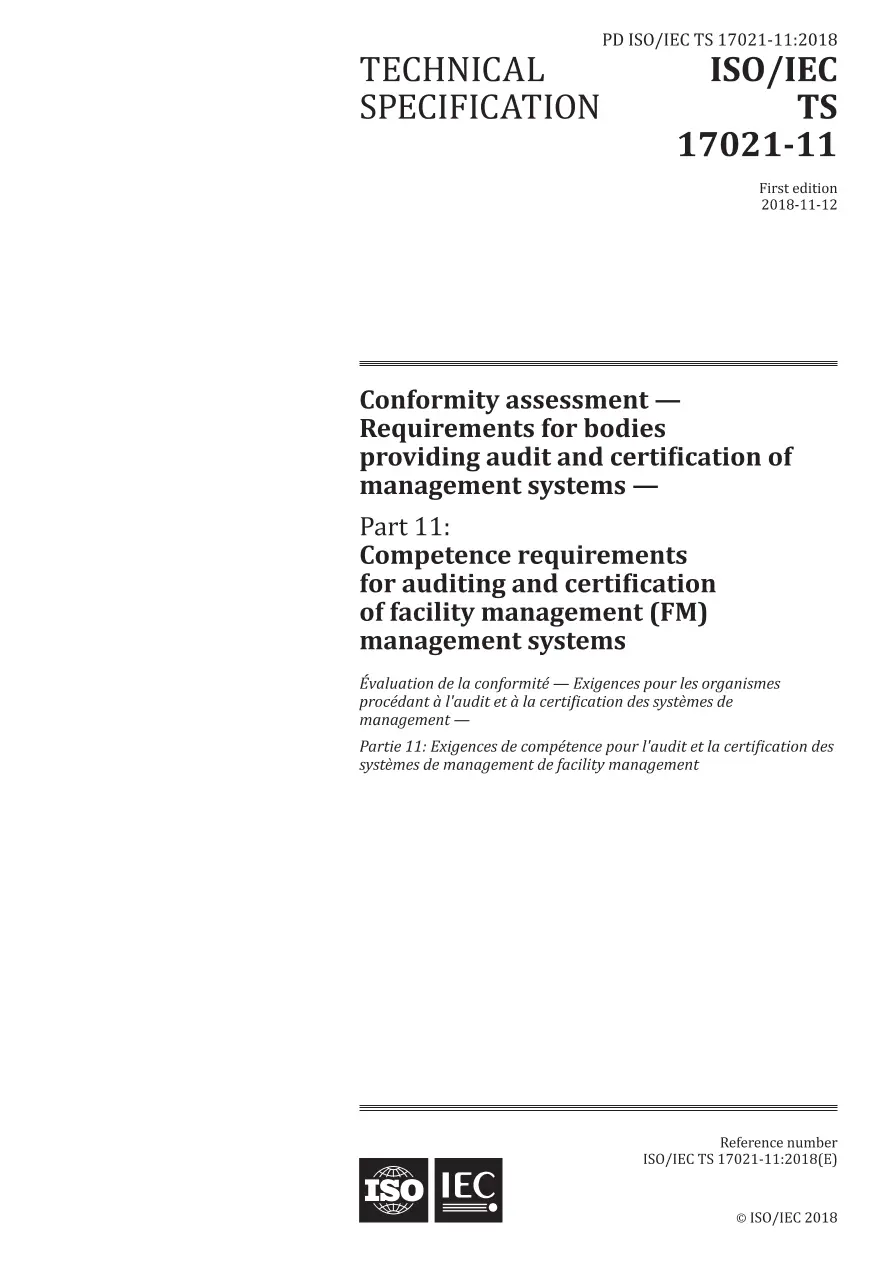 BS PD ISO/IEC TS 17021-11:2018 BS PD ISO/IEC TS 17021-11:2018