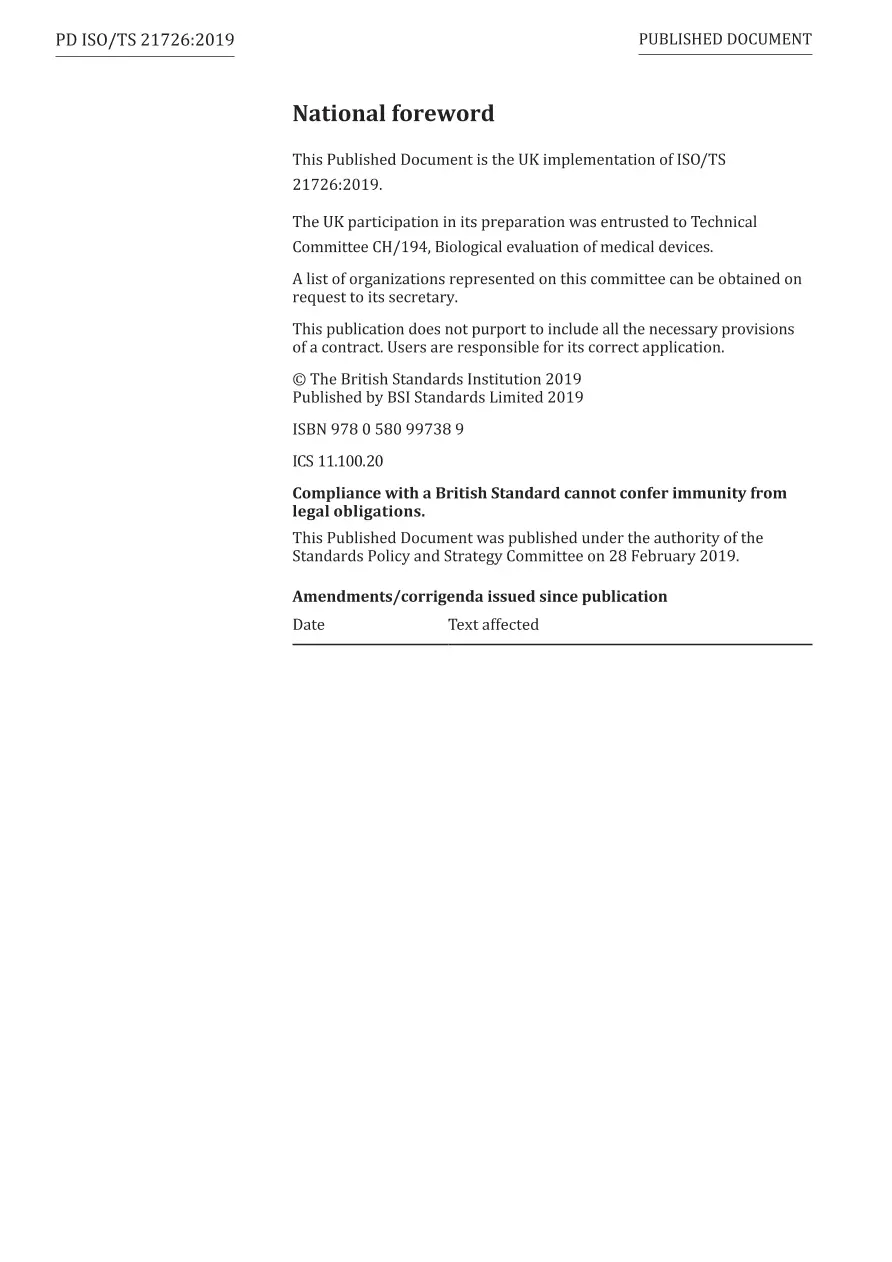 BS PD ISO/TS 21726:2019 BS PD ISO/TS 21726:2019