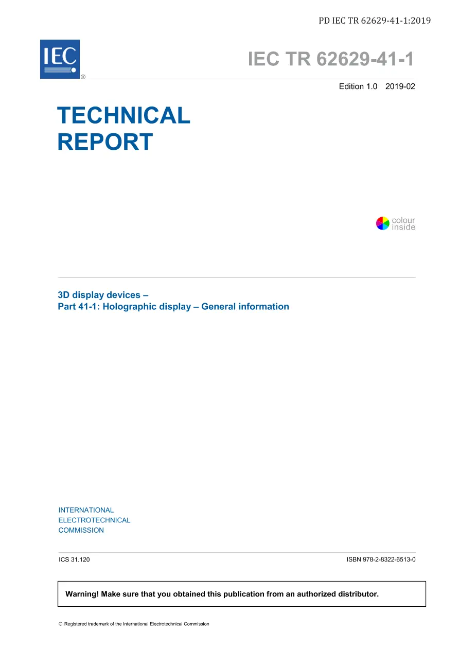 BS PD IEC TR 62629-41-1:2019 BS PD IEC TR 62629-41-1:2019
