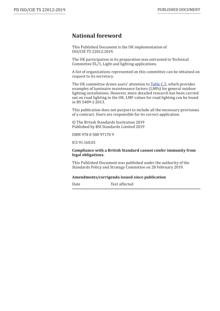 BS PD ISO/CIE TS 22012:2019 BS PD ISO/CIE TS 22012:2019