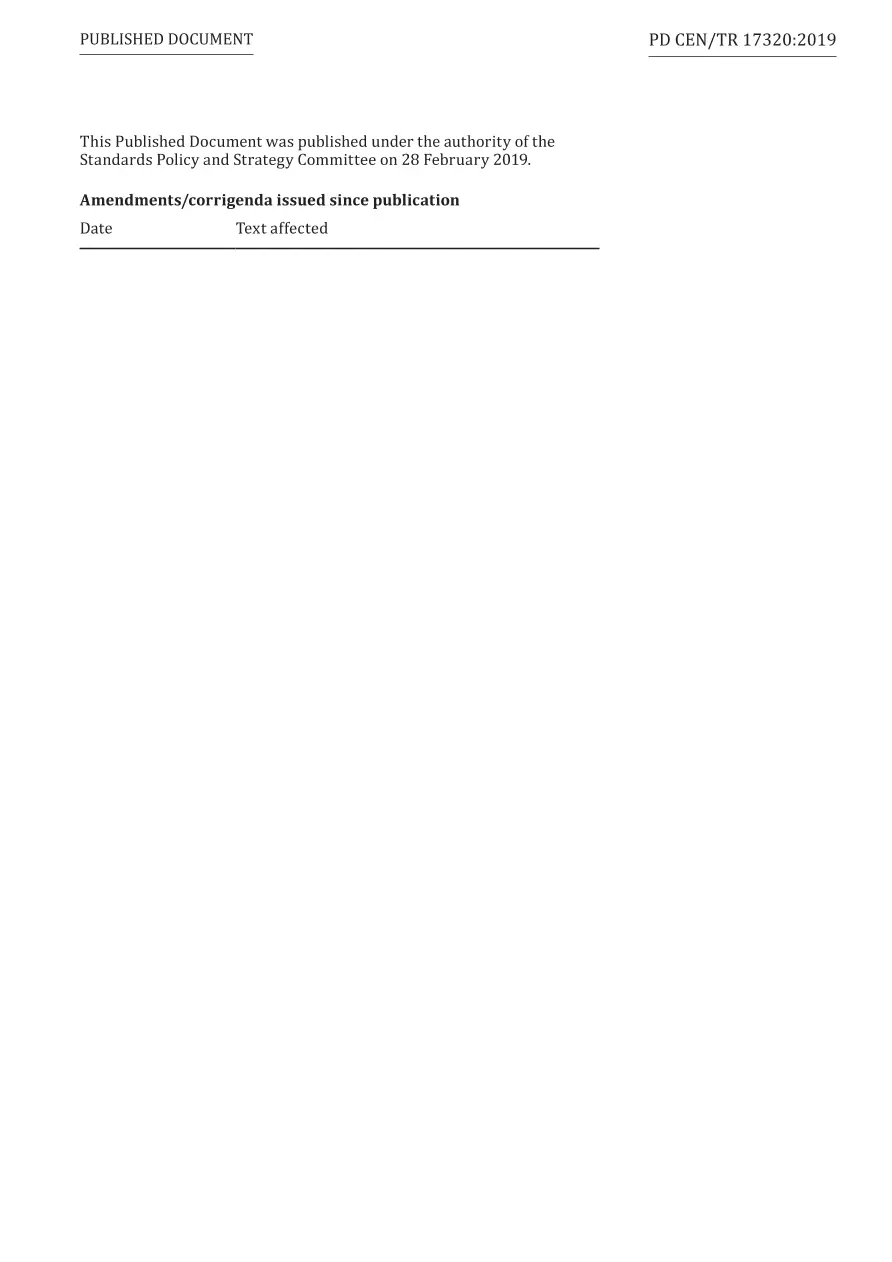 BS PD CEN/TR 17320:2019 BS PD CEN/TR 17320:2019