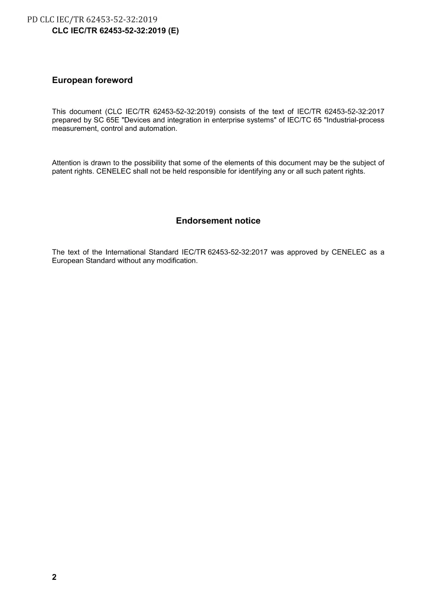 BS PD CLC IEC/TR 62453-52-32:2019 BS PD CLC IEC/TR 62453-52-32:2019