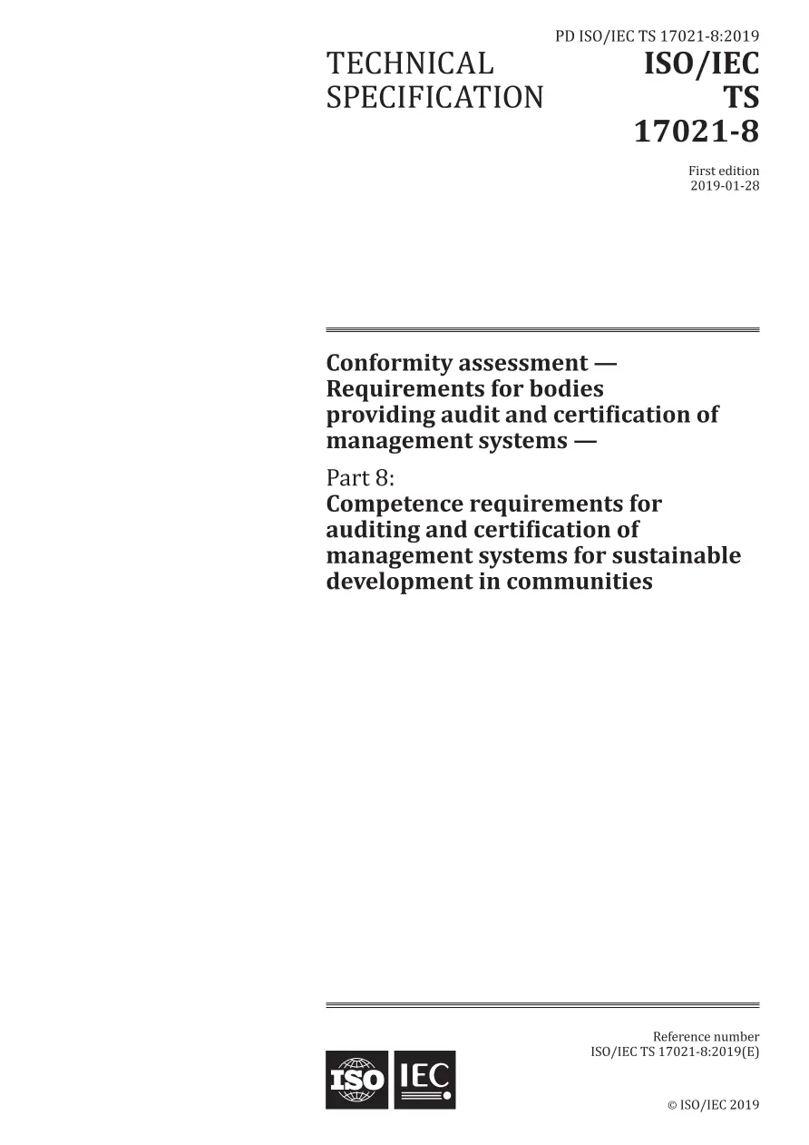 BS PD ISO/IEC TS 17021-8:2019 BS PD ISO/IEC TS 17021-8:2019