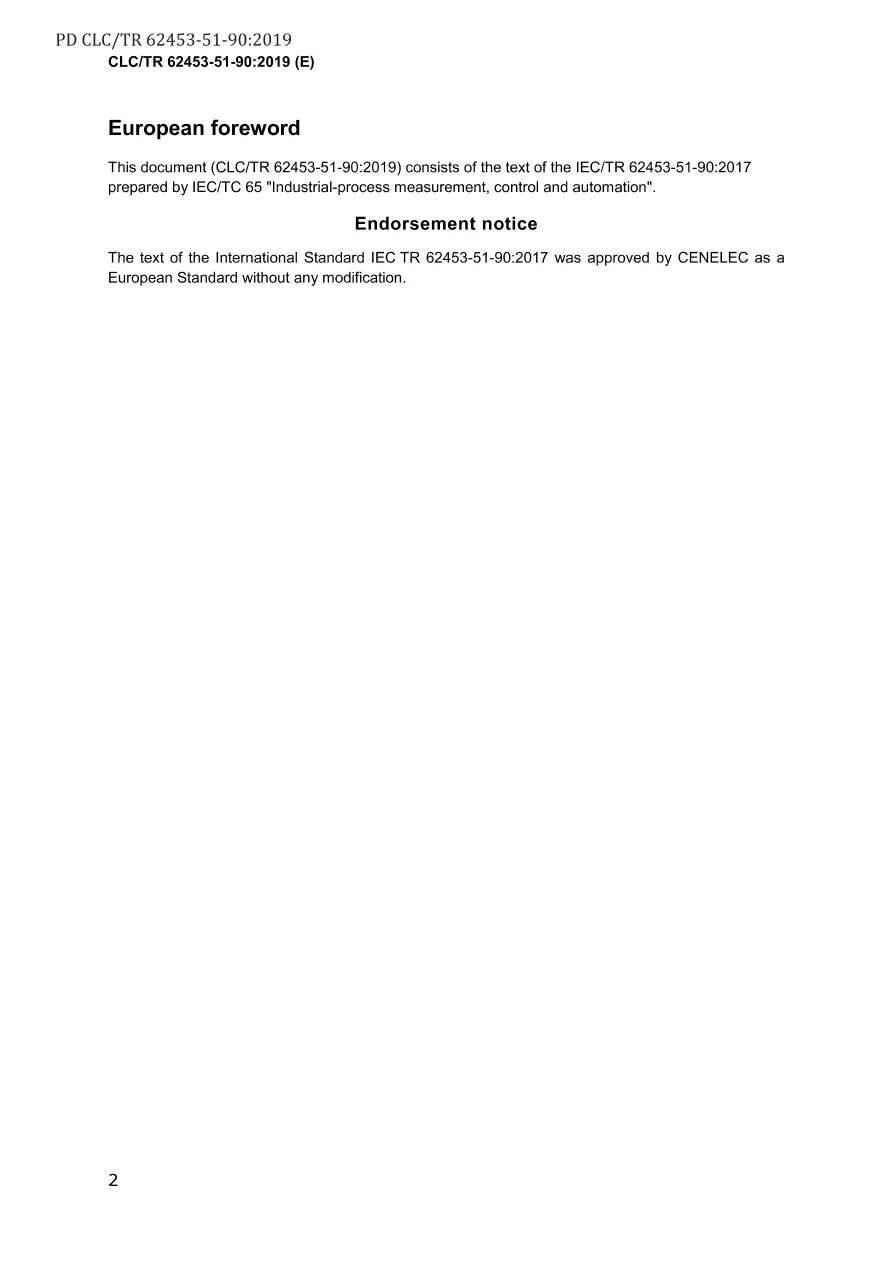 BS PD CLC/TR 62453-51-90:2019 BS PD CLC/TR 62453-51-90:2019