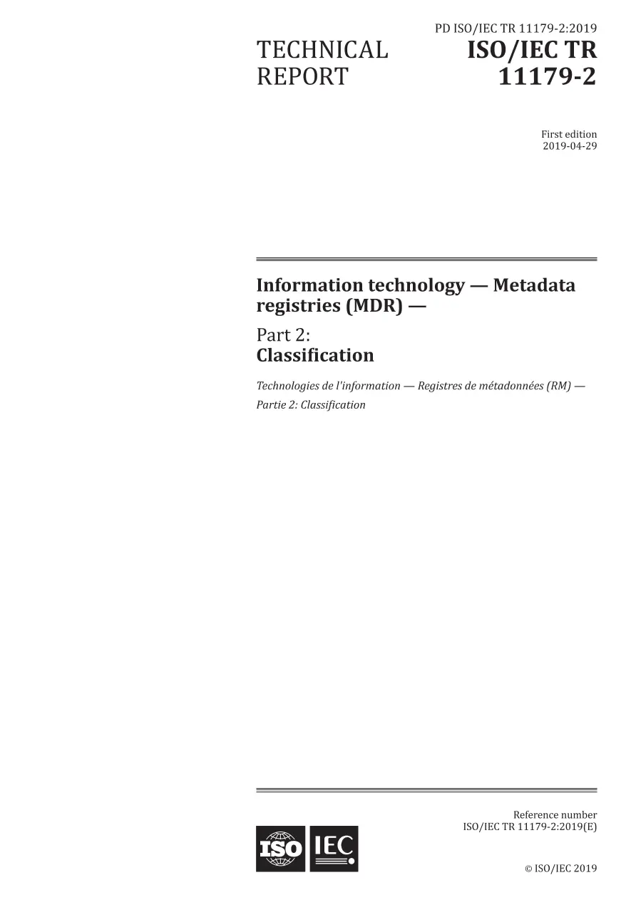 BS PD ISO/IEC TR 11179-2:2019 BS PD ISO/IEC TR 11179-2:2019