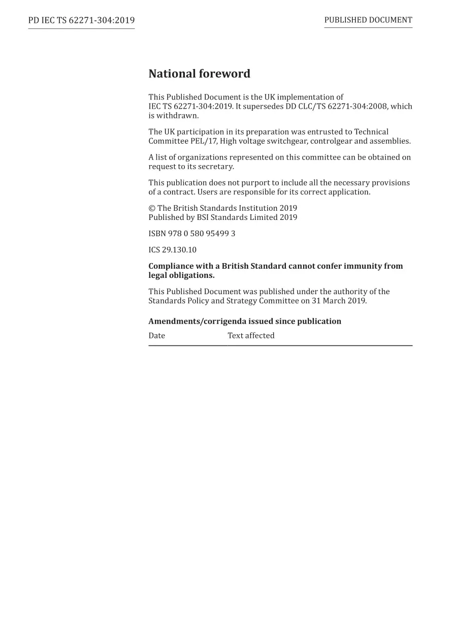 BS PD IEC TS 62271-304:2019 BS PD IEC TS 62271-304:2019