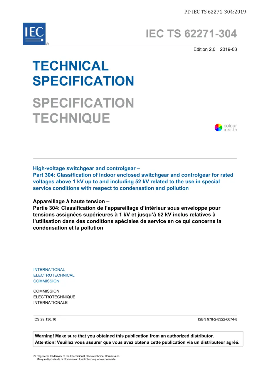BS PD IEC TS 62271-304:2019 BS PD IEC TS 62271-304:2019