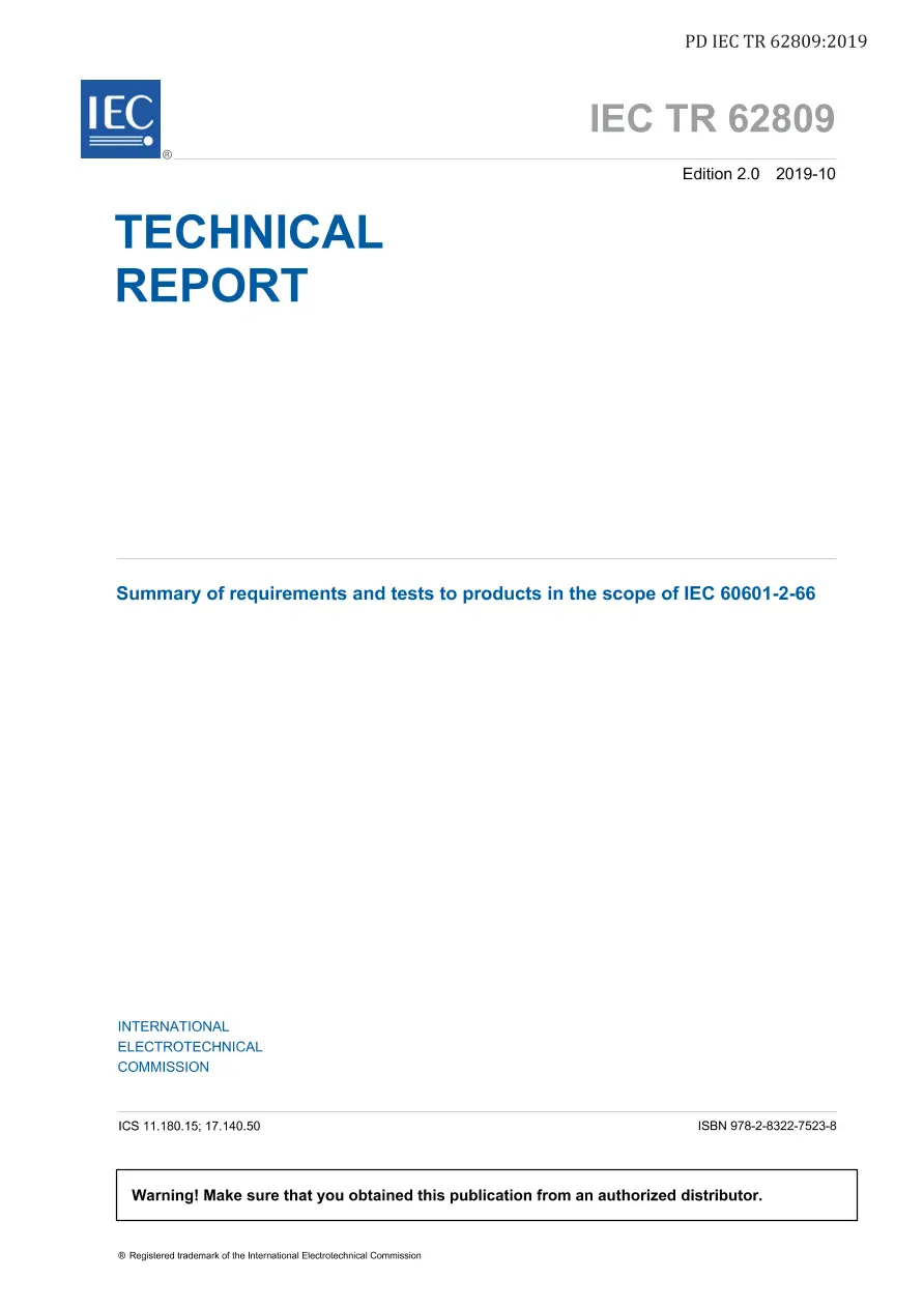 BS PD IEC TR 62809:2019 BS PD IEC TR 62809:2019