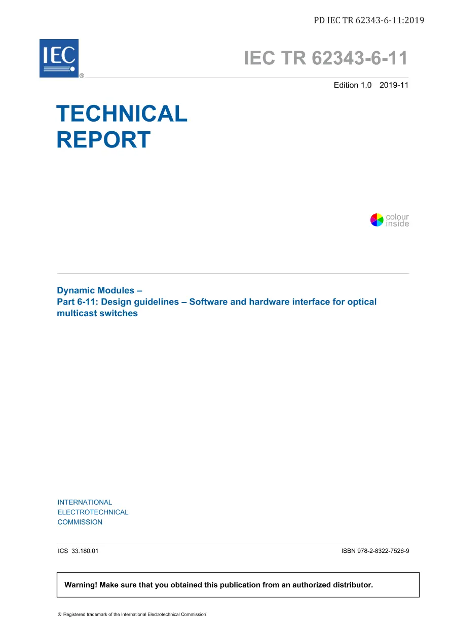 BS PD IEC TR 62343-6-11:2019 BS PD IEC TR 62343-6-11:2019