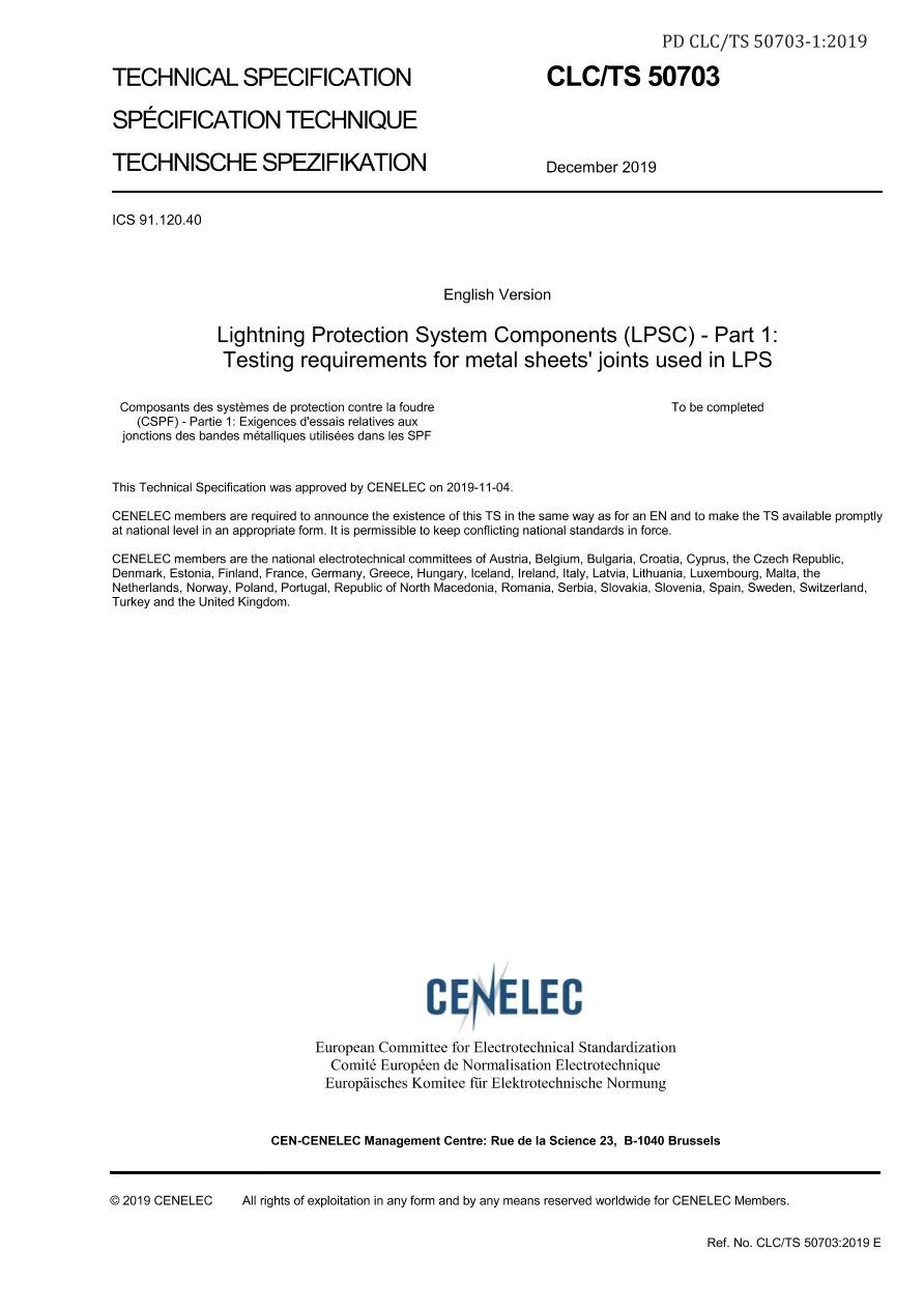 BS PD CLC/TS 50703-1:2019 BS PD CLC/TS 50703-1:2019