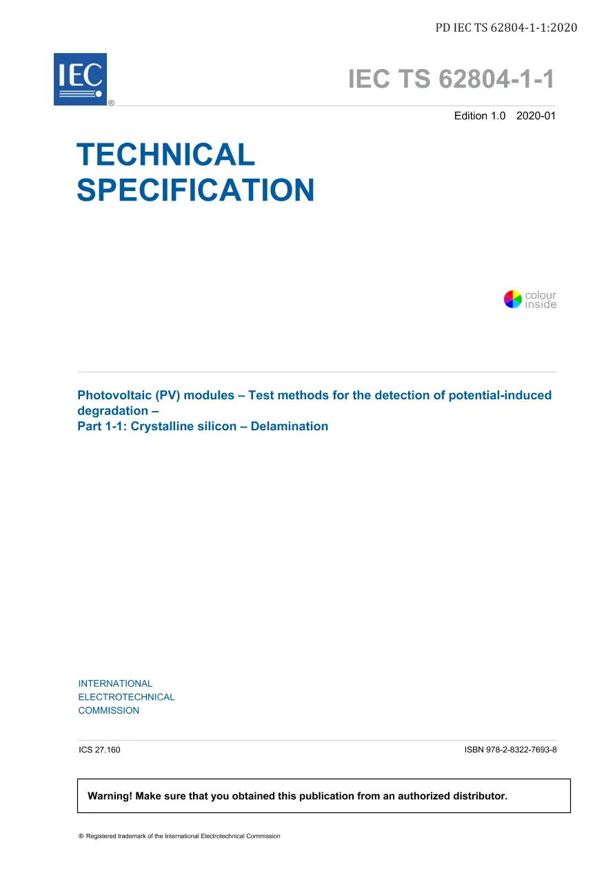 BS PD IEC TS 62804-1-1:2020 BS PD IEC TS 62804-1-1:2020