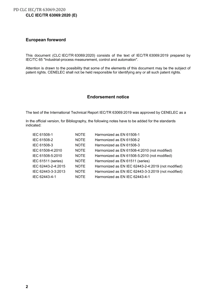 BS PD CLC IEC/TR 63069:2020 BS PD CLC IEC/TR 63069:2020