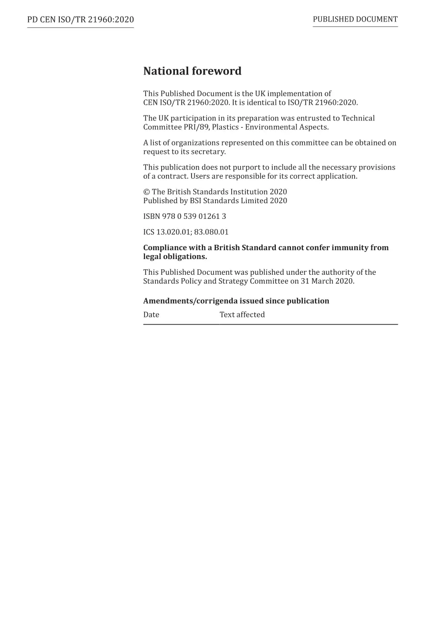 BS PD CEN ISO/TR 21960:2020 BS PD CEN ISO/TR 21960:2020