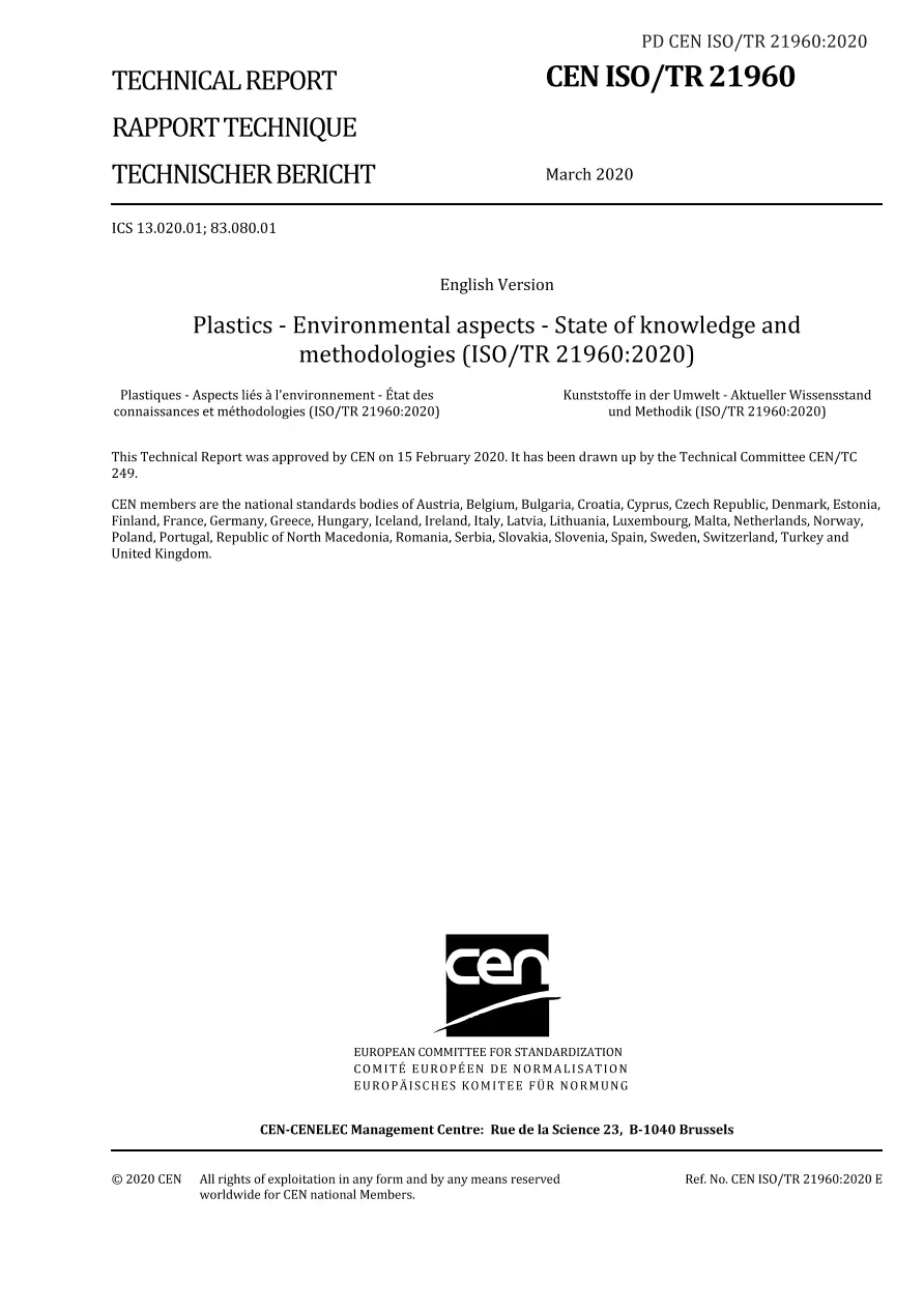 BS PD CEN ISO/TR 21960:2020 BS PD CEN ISO/TR 21960:2020
