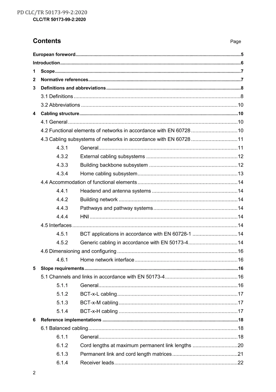 BS PD CLC/TR 50173-99-2:2020 BS PD CLC/TR 50173-99-2:2020