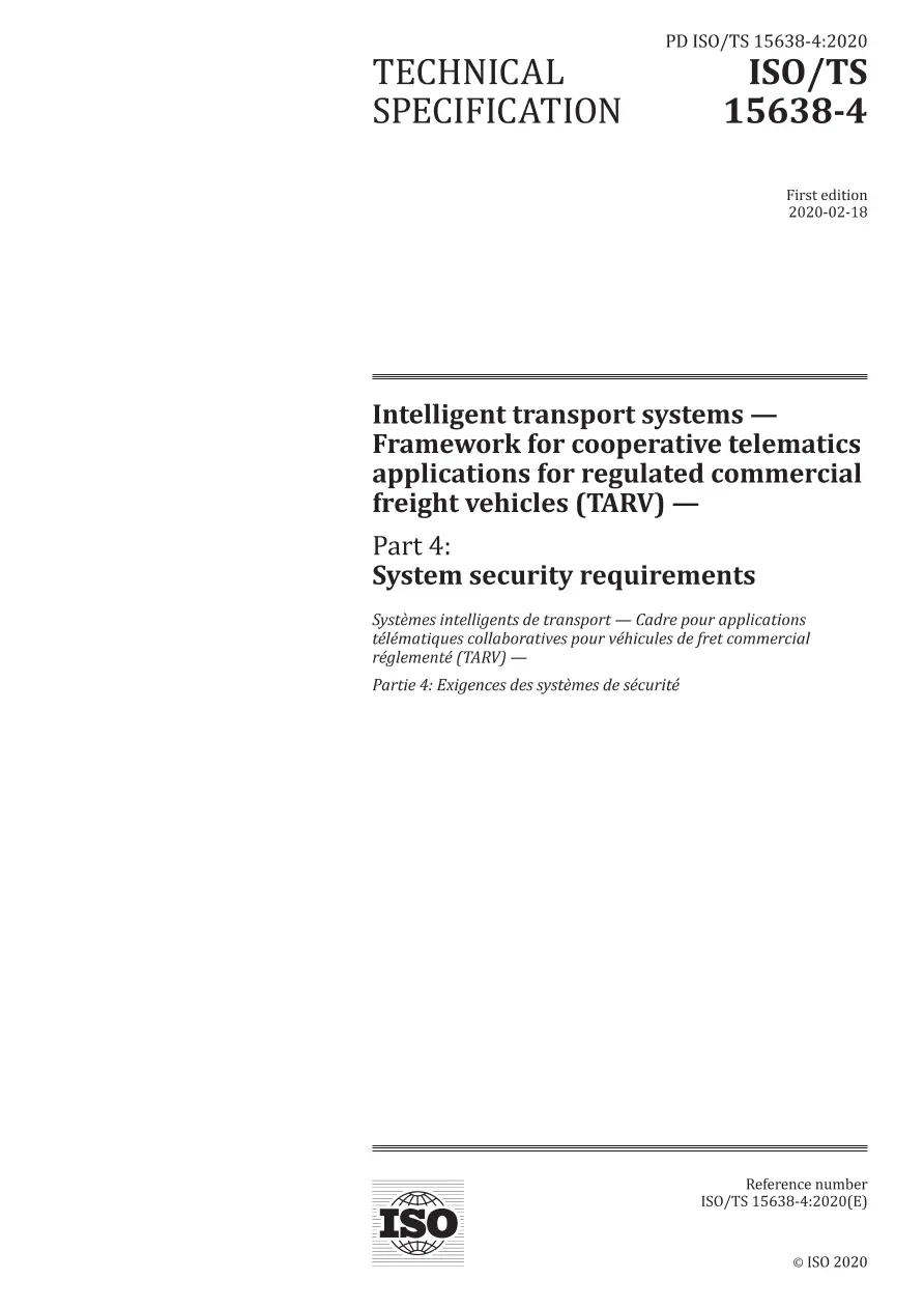 BS PD ISO/TS 15638-4:2020 BS PD ISO/TS 15638-4:2020