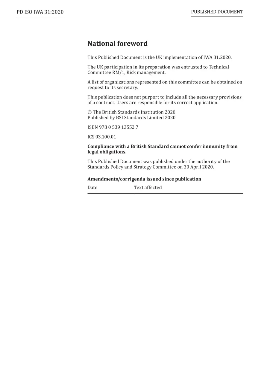 BS PD ISO IWA 31:2020 BS PD ISO IWA 31:2020
