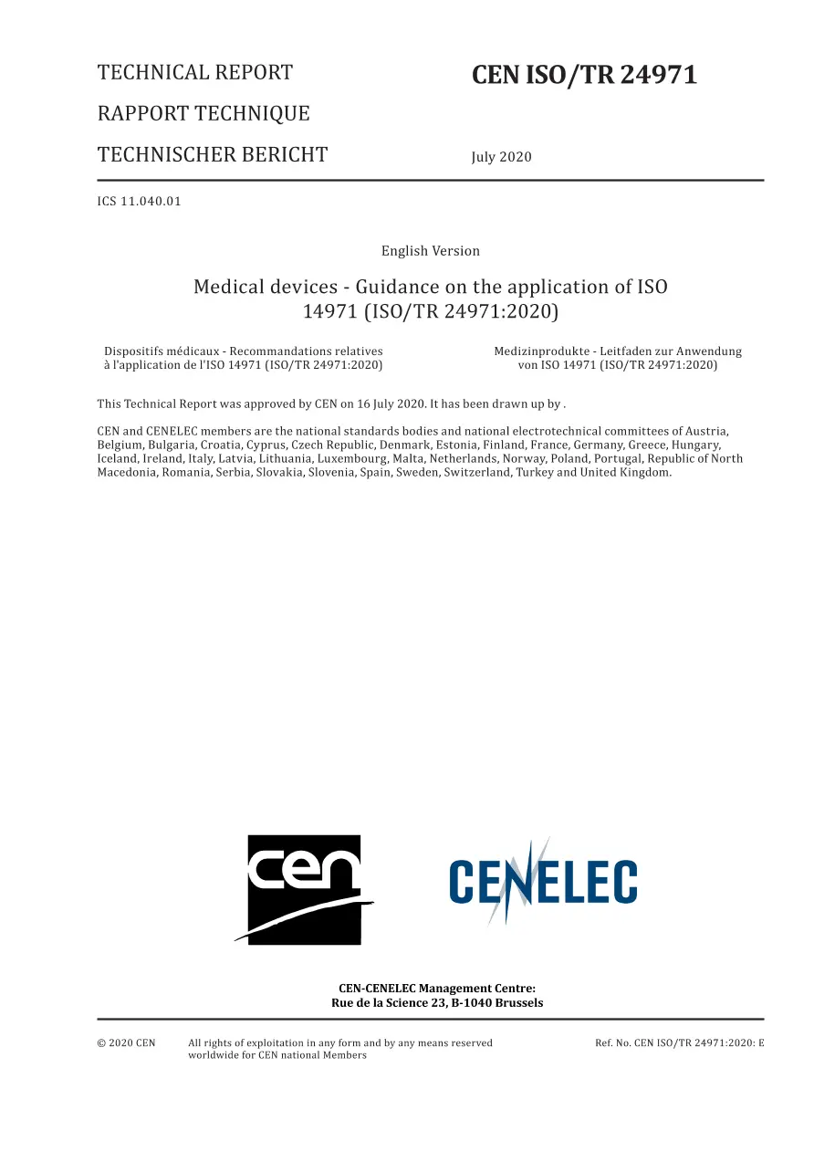 BS PD CEN ISO/TR 24971:2020 BS PD CEN ISO/TR 24971:2020