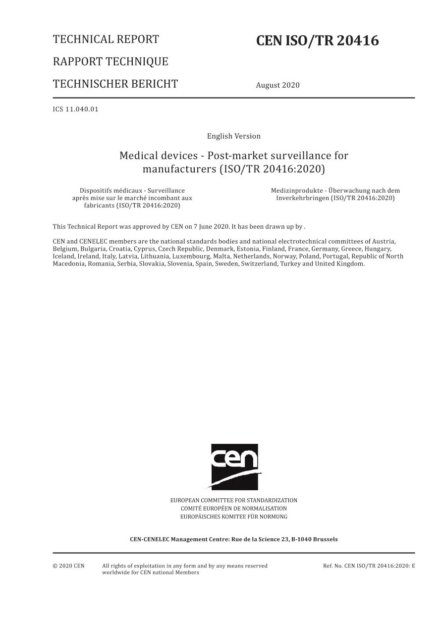 BS PD CEN ISO/TR 20416:2020 BS PD CEN ISO/TR 20416:2020