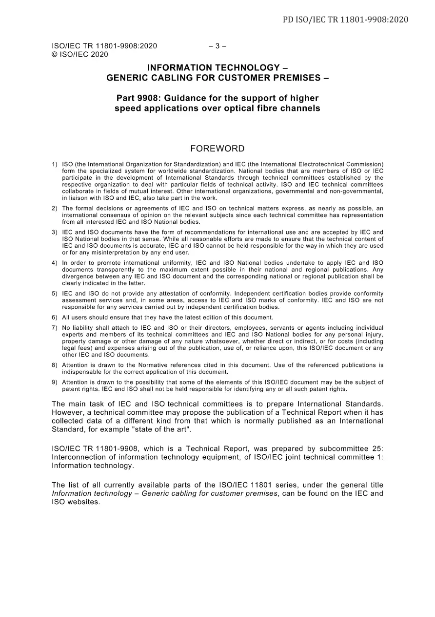 BS PD ISO/IEC TR 11801-9908:2020 BS PD ISO/IEC TR 11801-9908:2020