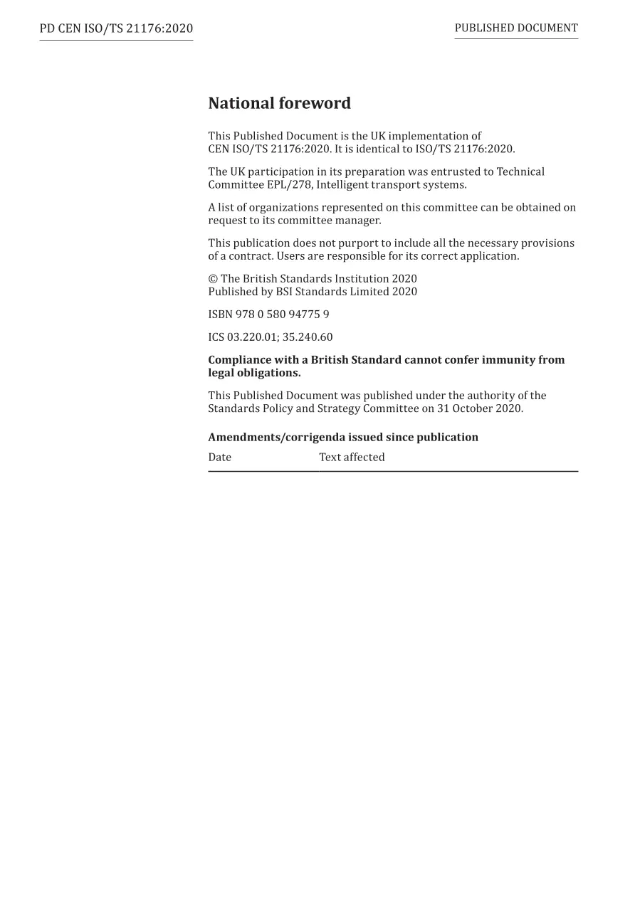 BS PD CEN ISO/TS 21176:2020 BS PD CEN ISO/TS 21176:2020
