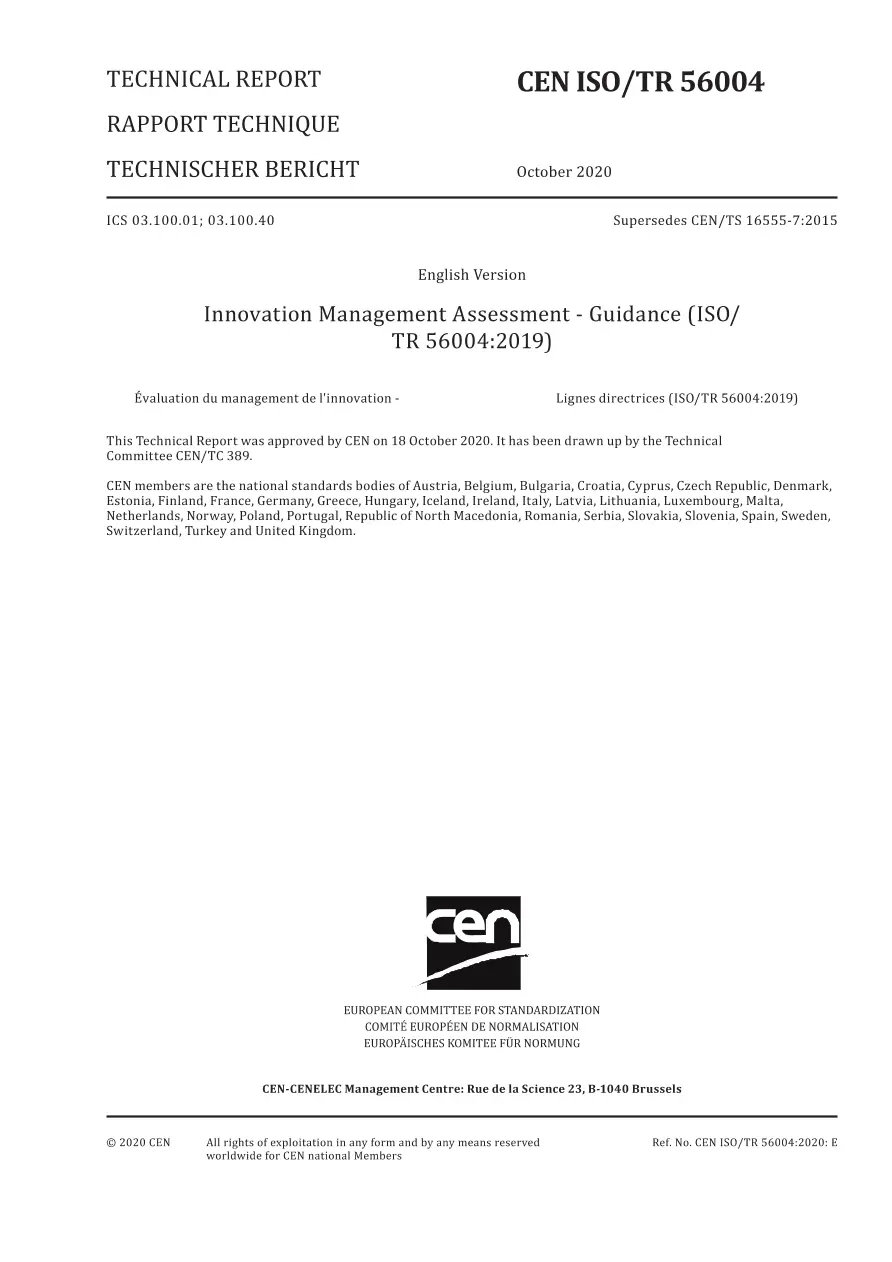 BS PD CEN ISO/TR 56004:2020 BS PD CEN ISO/TR 56004:2020