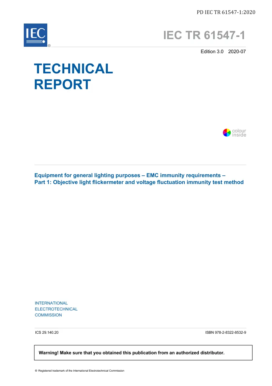 BS PD IEC TR 61547-1:2020 BS PD IEC TR 61547-1:2020