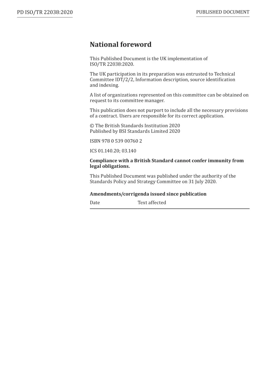 BS PD ISO/TR 22038:2020 BS PD ISO/TR 22038:2020