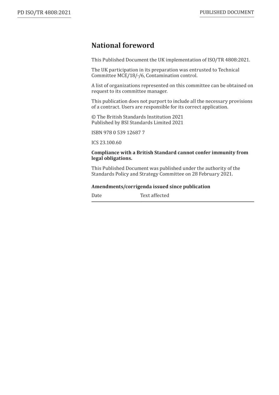 BS PD ISO/TR 4808:2021 BS PD ISO/TR 4808:2021
