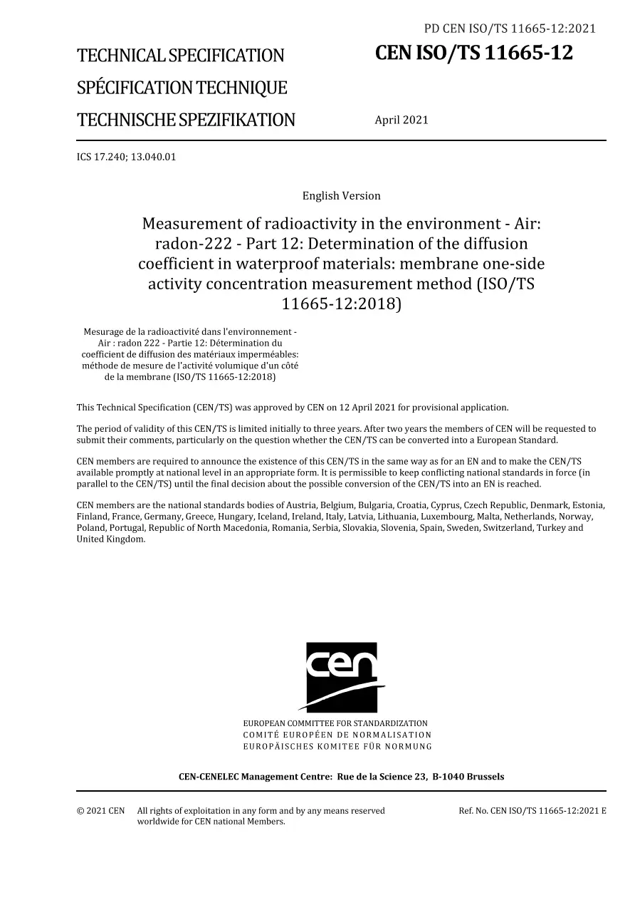 BS PD CEN ISO/TS 11665-12:2021 BS PD CEN ISO/TS 11665-12:2021
