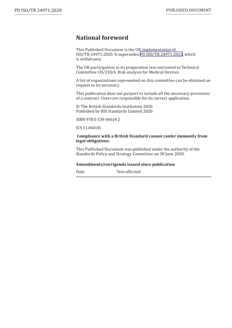 BS PD ISO/TR 24971:2020 BS PD ISO/TR 24971:2020