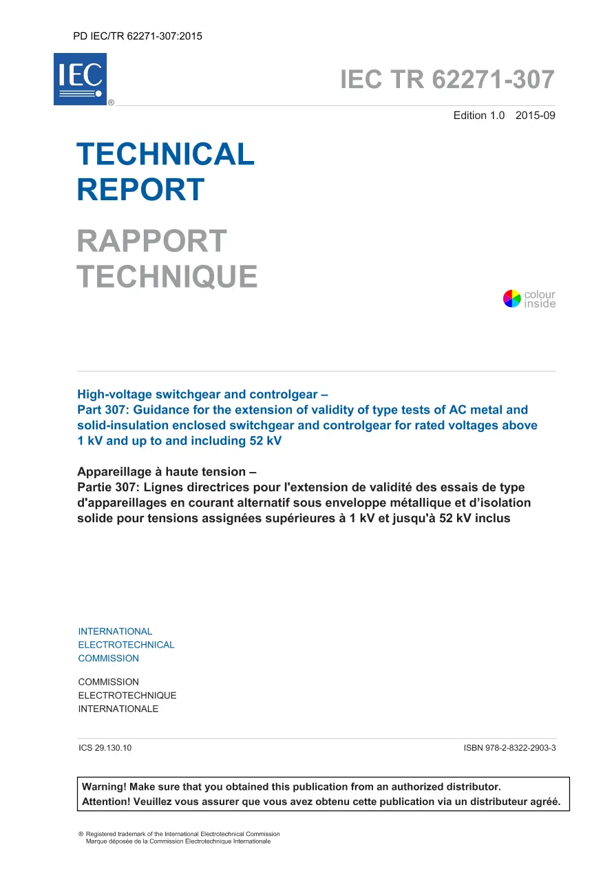 BS PD IEC/TR 62271-307:2015 BS PD IEC/TR 62271-307:2015