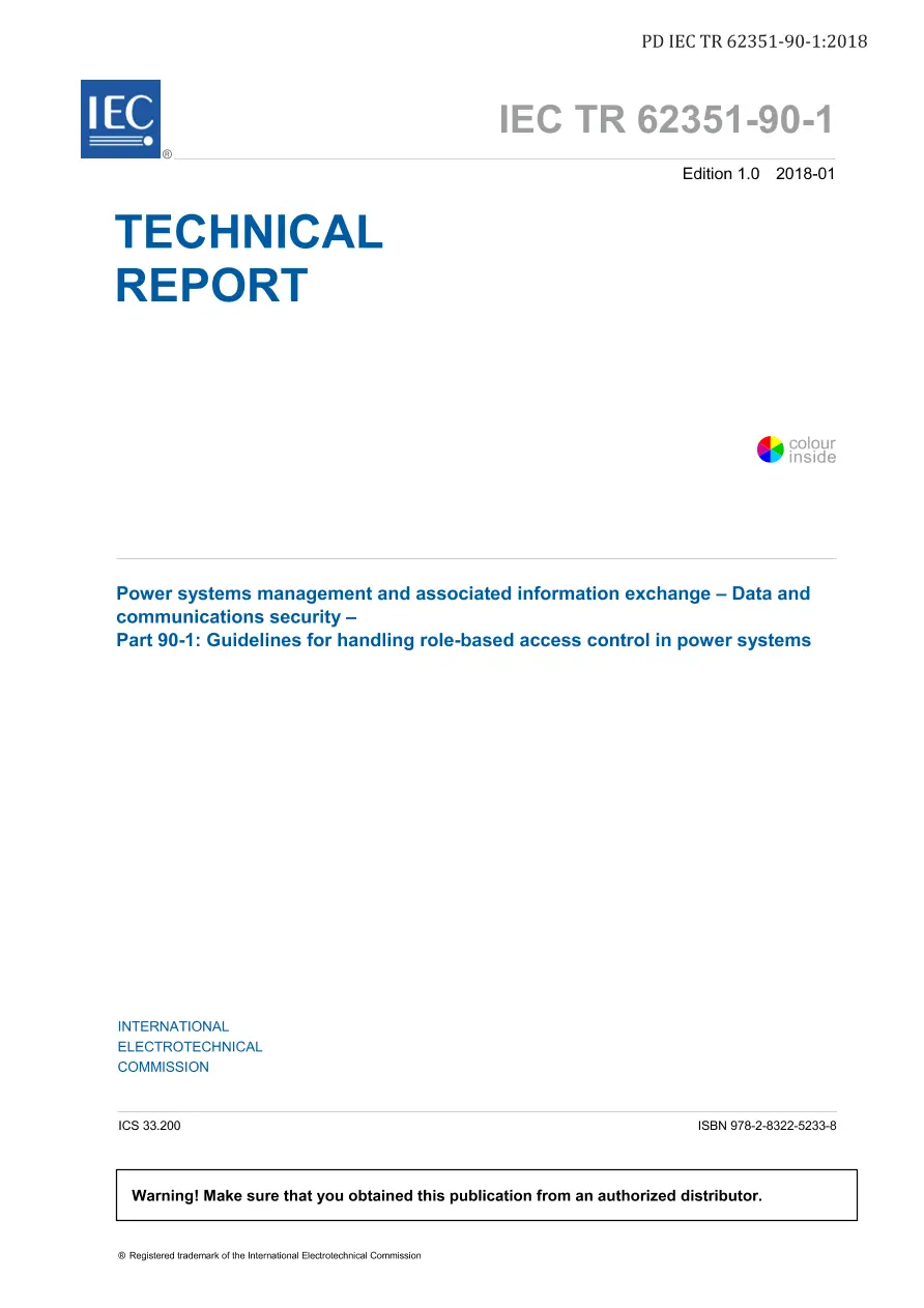 BS PD IEC TR 62351-90-1:2018 BS PD IEC TR 62351-90-1:2018