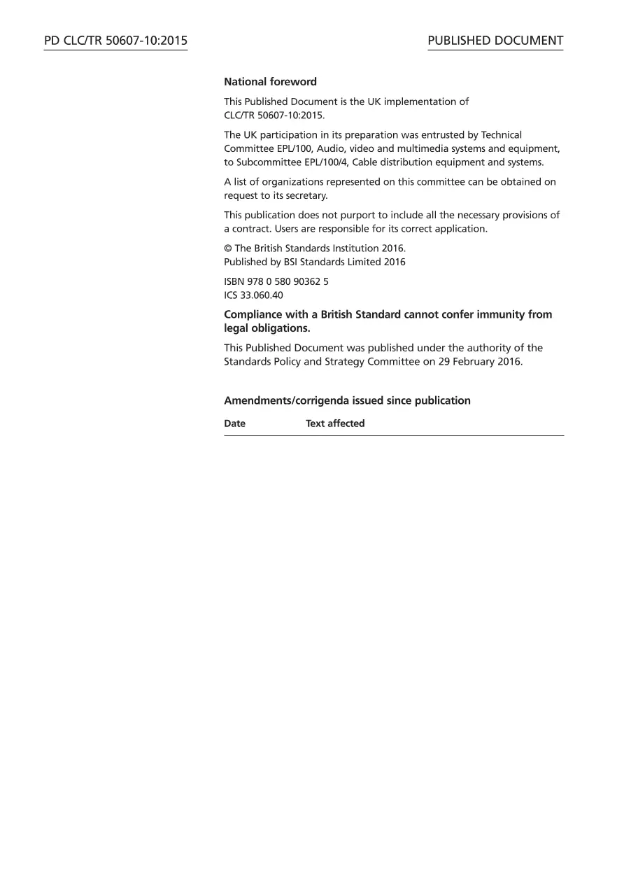 BS PD CLC/TR 50607-10:2015 BS PD CLC/TR 50607-10:2015