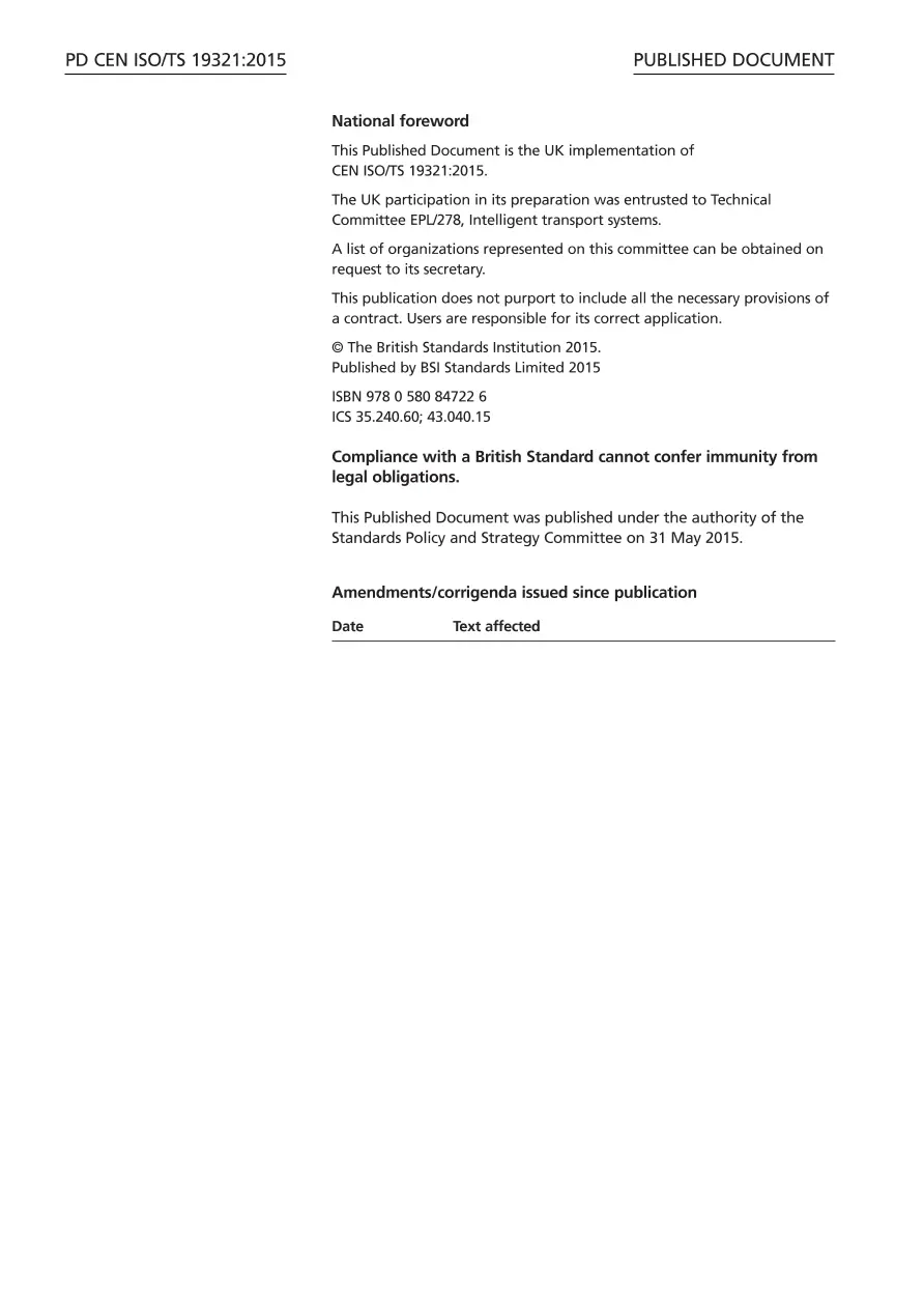 BS PD CEN ISO/TS 19321:2015 BS PD CEN ISO/TS 19321:2015