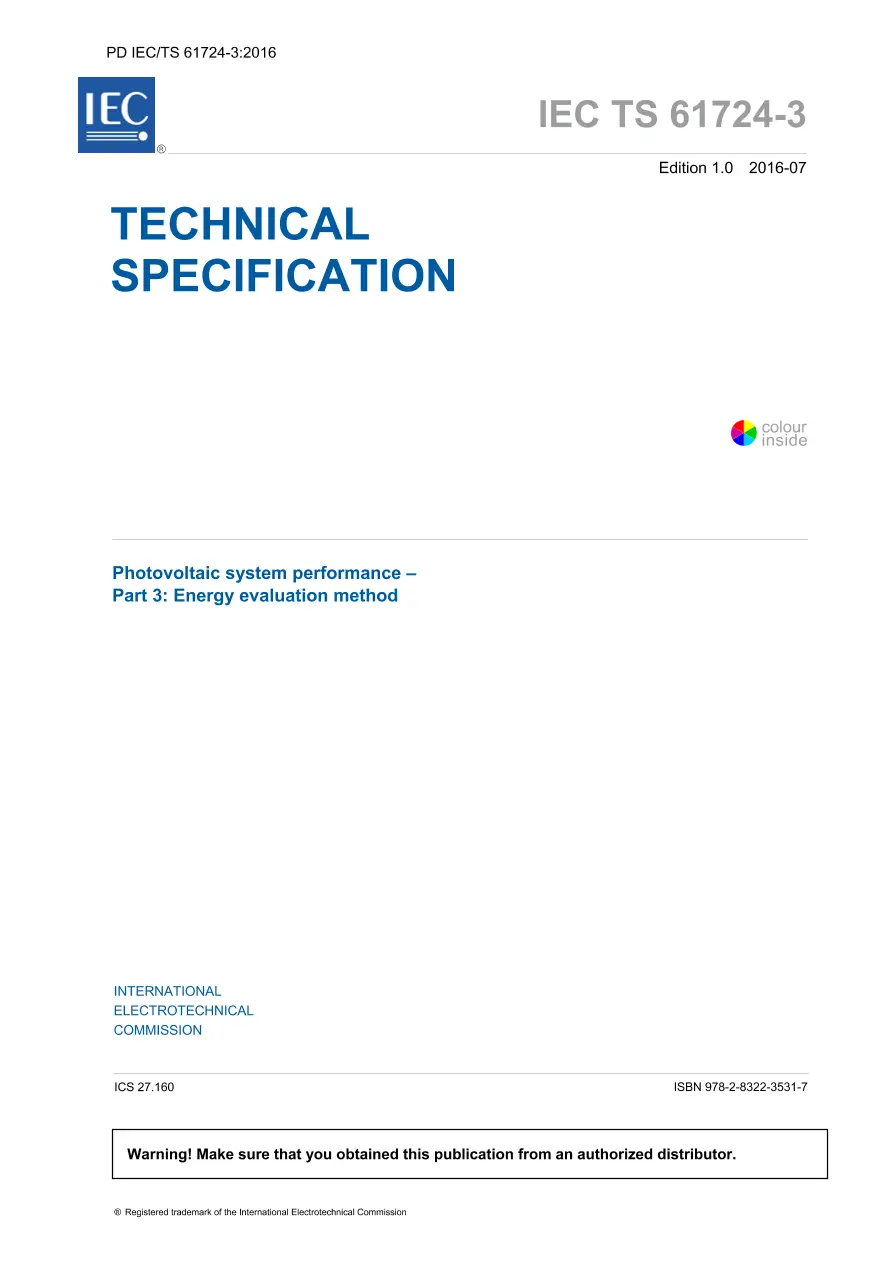 BS PD IEC/TS 61724-3:2016 BS PD IEC/TS 61724-3:2016