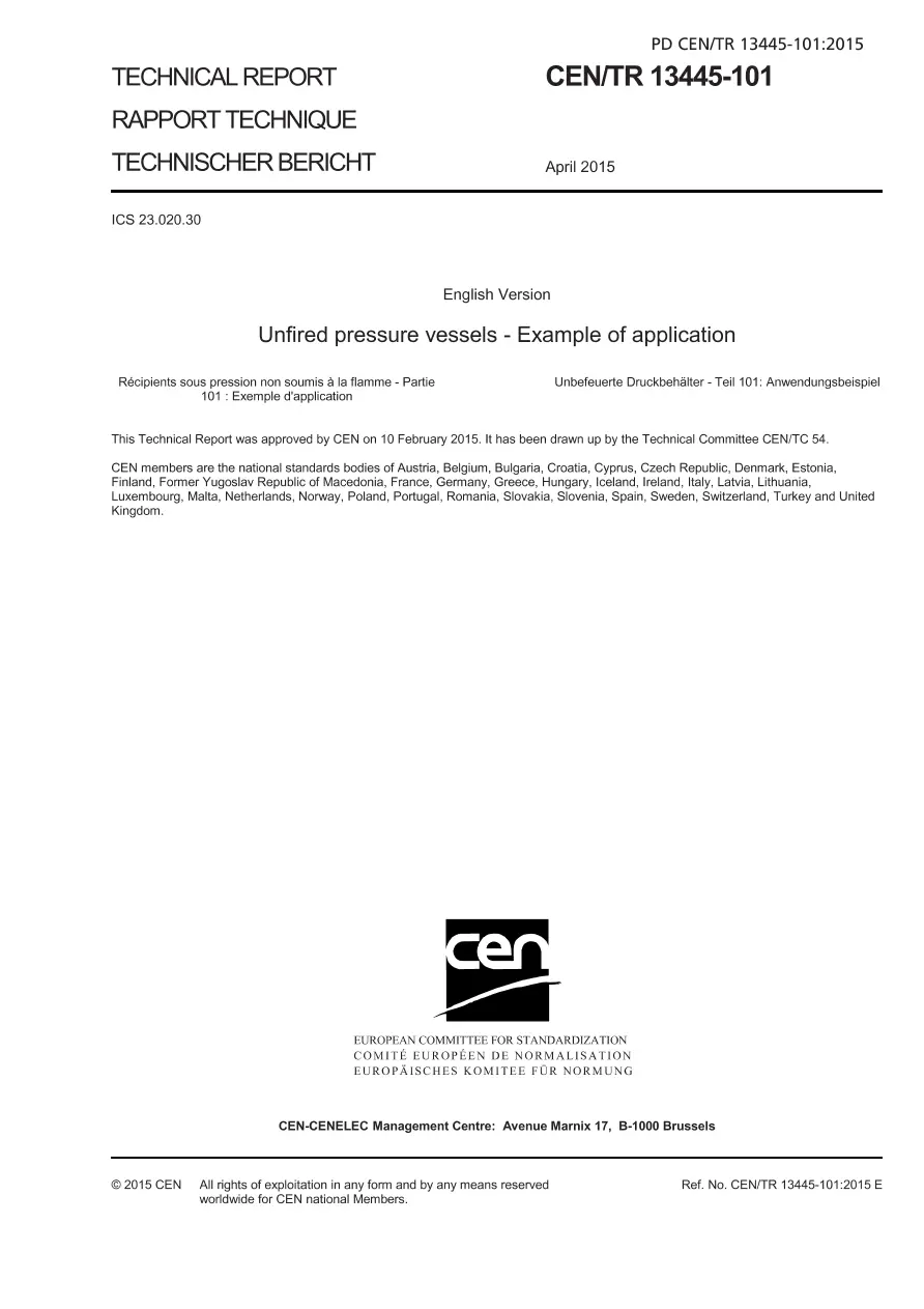 BS PD CEN/TR 13445-101:2015 BS PD CEN/TR 13445-101:2015