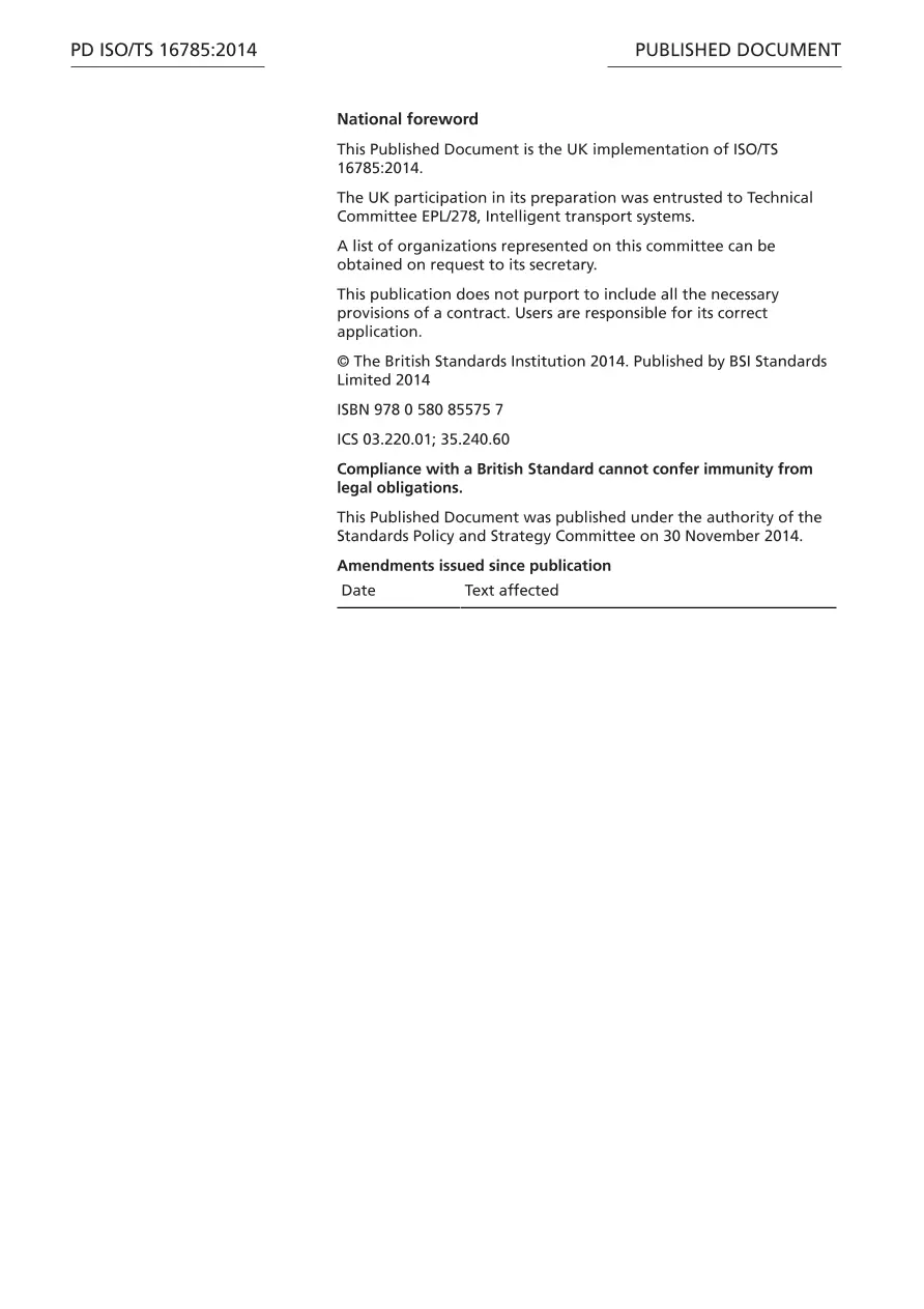 BS PD ISO/TS 16785:2014 BS PD ISO/TS 16785:2014
