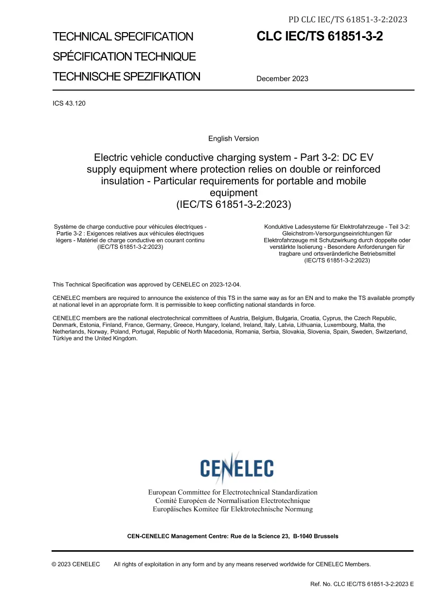 BS PD CLC IEC/TS 61851-3-2:2023 BS PD CLC IEC/TS 61851-3-2:2023