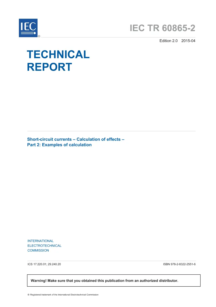 BS PD IEC/TR 60865-2:2015 BS PD IEC/TR 60865-2:2015