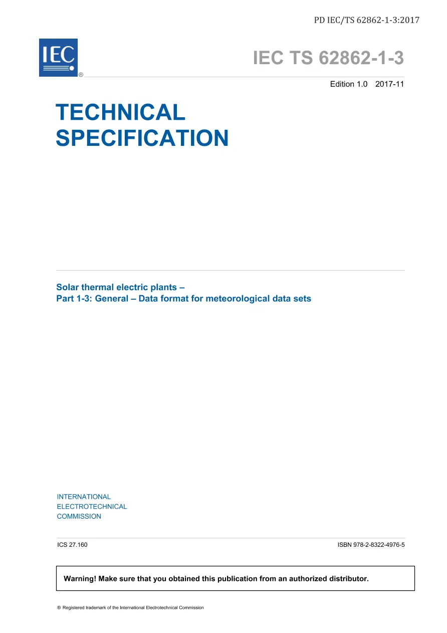 BS PD IEC/TS 62862-1-3:2017 BS PD IEC/TS 62862-1-3:2017