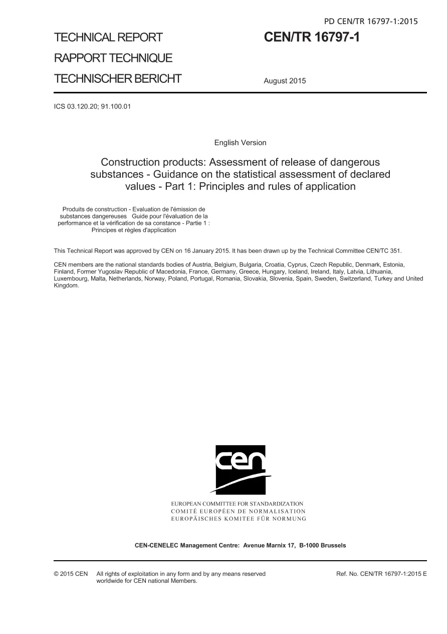 BS PD CEN/TR 16797-1:2015 BS PD CEN/TR 16797-1:2015